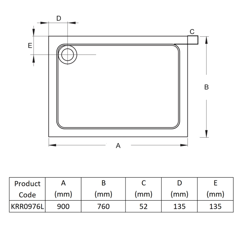 Prestige Foundation Stone Resin Rectangular Shower Tray 900mm x 760mm