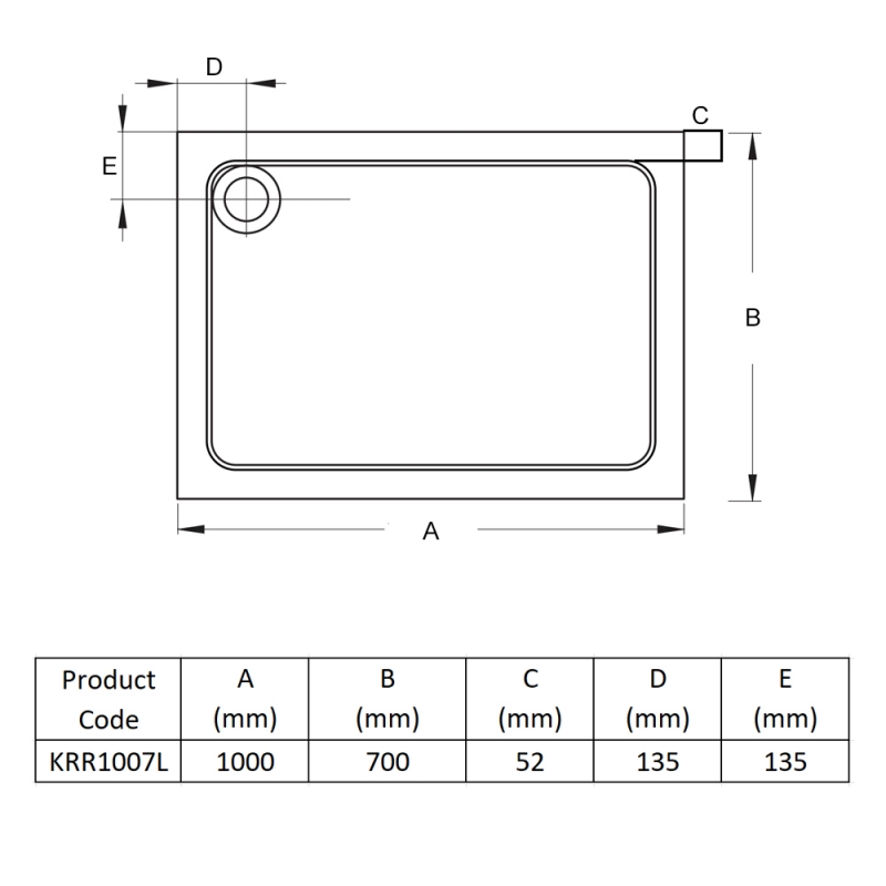 Prestige Foundation Stone Resin Rectangular Shower Tray 1000mm x 700mm