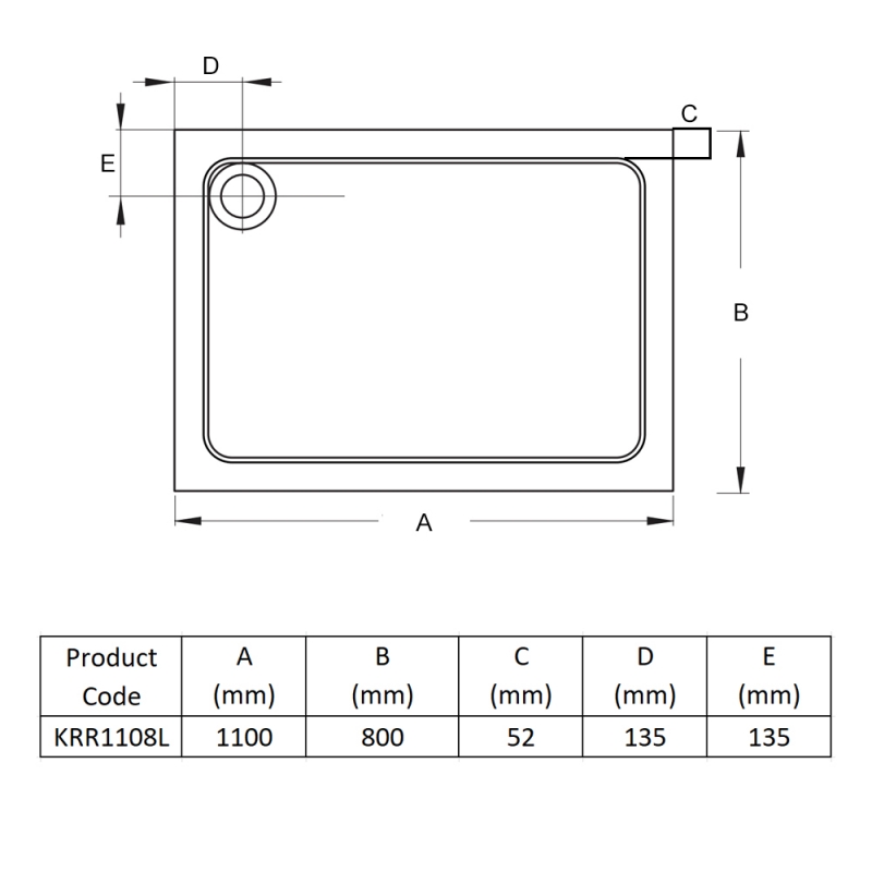 Prestige Foundation Stone Resin Rectangular Shower Tray 1100mm x 800mm