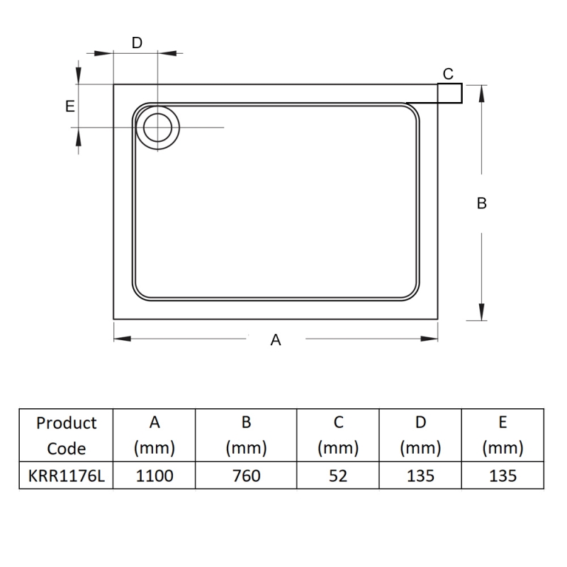 Prestige Foundation Stone Resin Rectangular Shower Tray 1100mm x 760mm