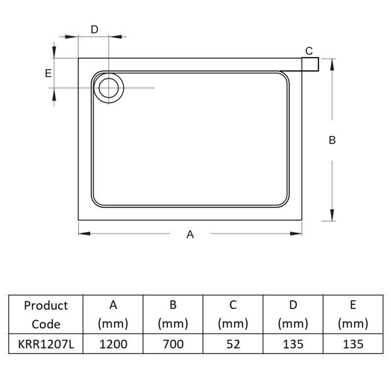 Prestige Foundation Stone Resin Rectangular Shower Tray 1200mm x 700mm