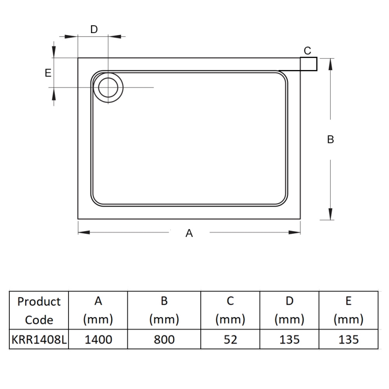 Prestige Foundation Stone Resin Rectangular Shower Tray 1400mm x 800mm