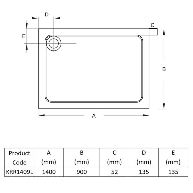 Prestige Foundation Stone Resin Rectangular Shower Tray 1400mm x 900mm