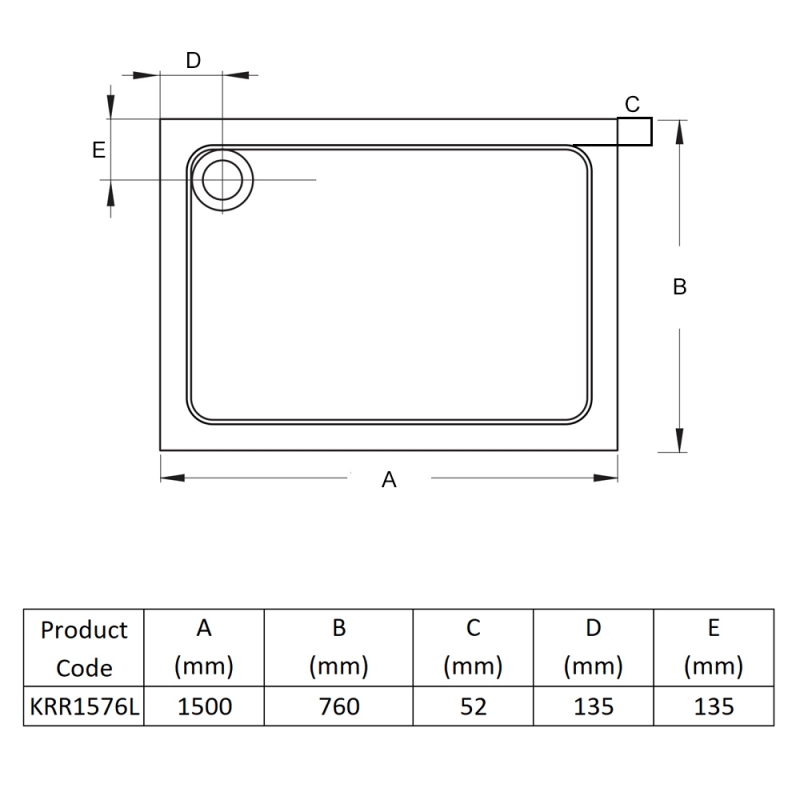 Prestige Foundation Stone Resin Rectangular Shower Tray 1500mm x 760mm