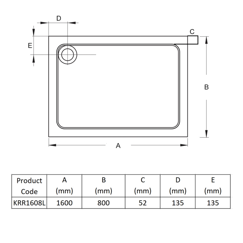 Prestige Foundation Stone Resin Rectangular Shower Tray 1600mm x 800mm