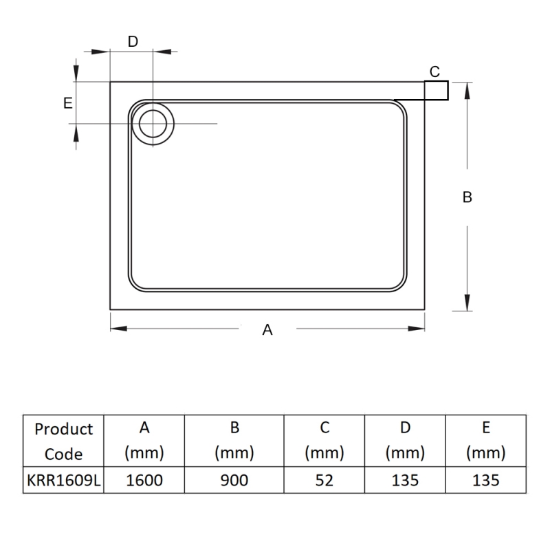 Prestige Foundation Stone Resin Rectangular Shower Tray 1600mm x 900mm