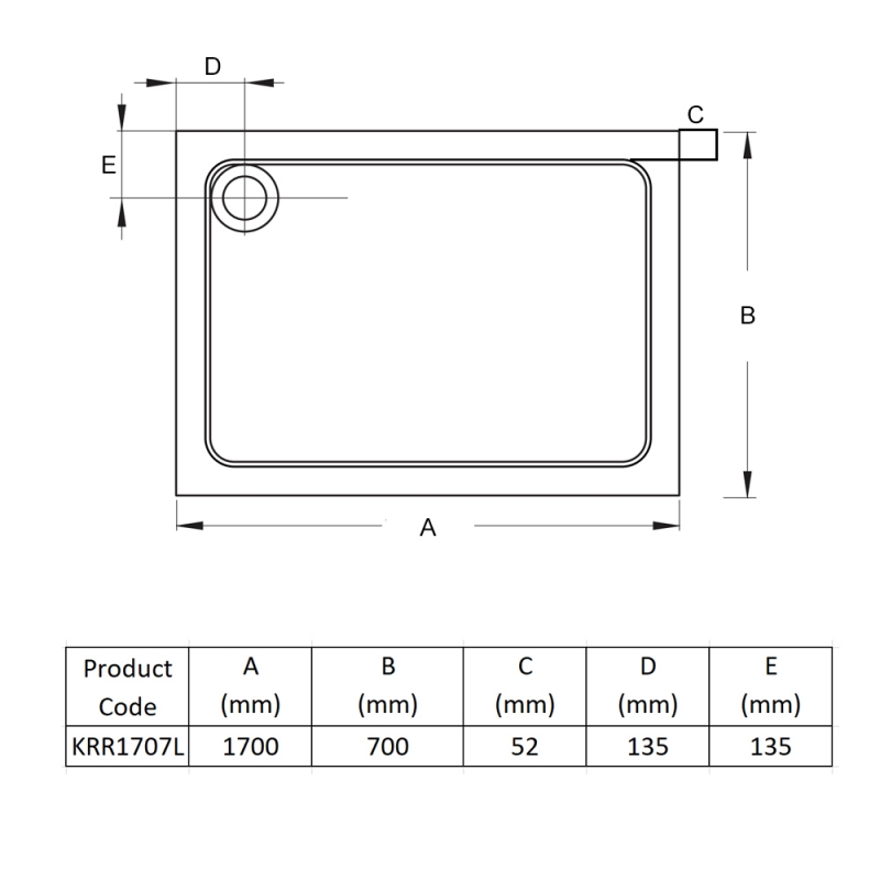 Prestige Foundation Stone Resin Rectangular Shower Tray 1700mm x 700mm