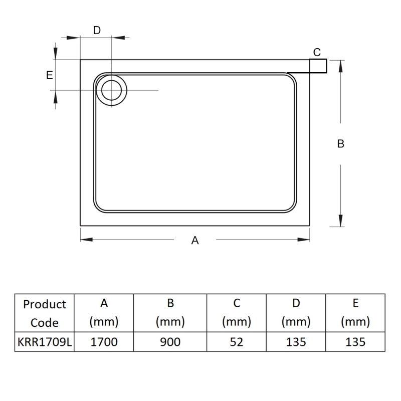 Prestige Foundation Stone Resin Rectangular Shower Tray 1700mm x 900mm
