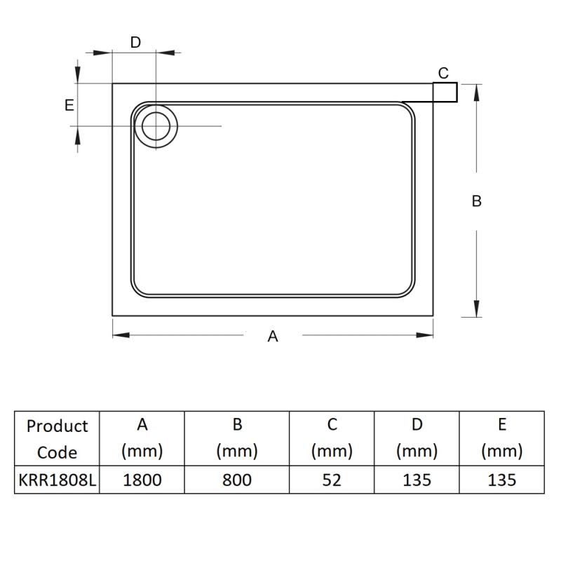 Prestige Foundation Stone Resin Rectangular Shower Tray 1800mm x 800mm