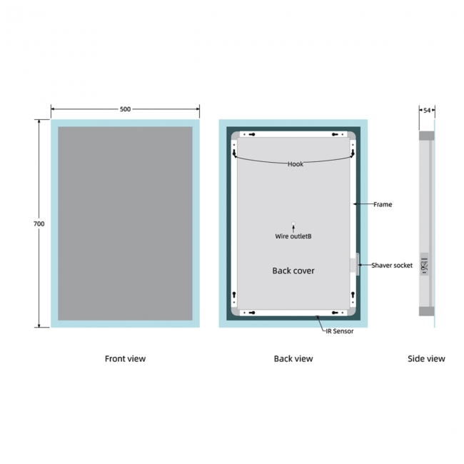 Prestige Manton LED Bathroom Mirror 700mm H x 500mm W
