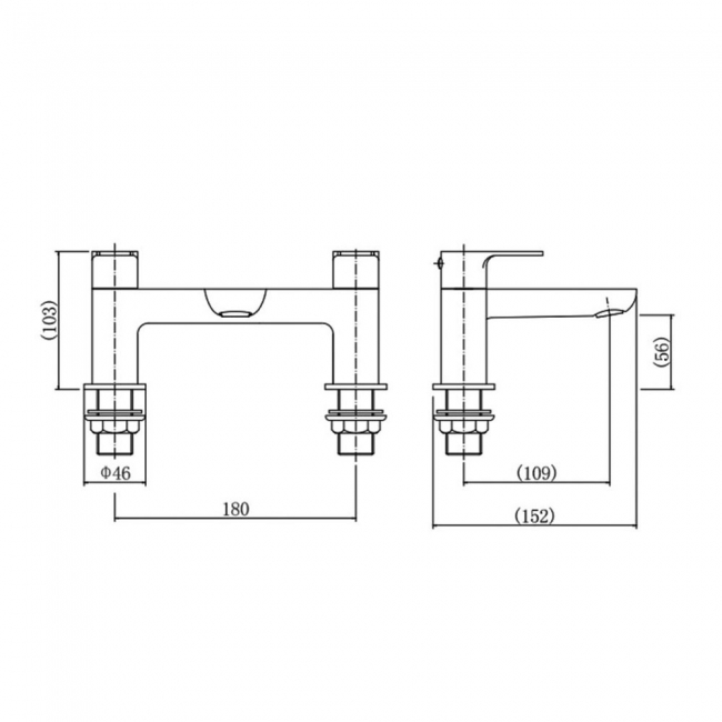 Prestige Mirage Bath Filler Tap Pillar Mounted - Chrome