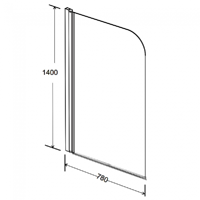 Prestige Nero Black Round Top Bath Screen 1400mm H x 780mm W - 6mm Glass