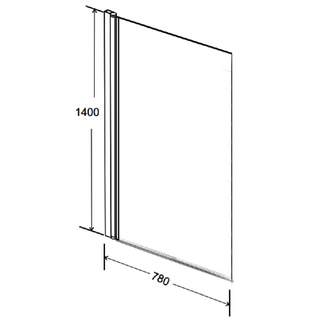 Prestige Nero Black Square Bath Screen 1400mm H x 780mm W - 6mm Glass
