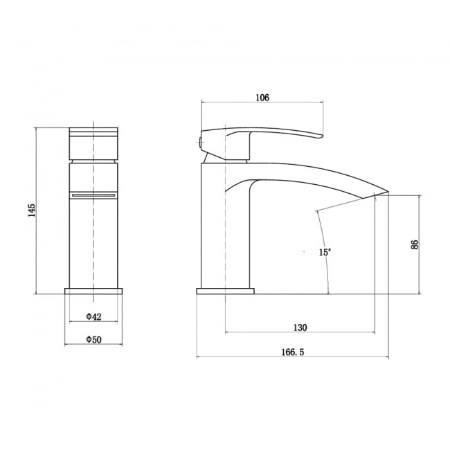 Prestige Nero Curve Mono Basin Mixer Tap with Clicker Waste - Matt Black