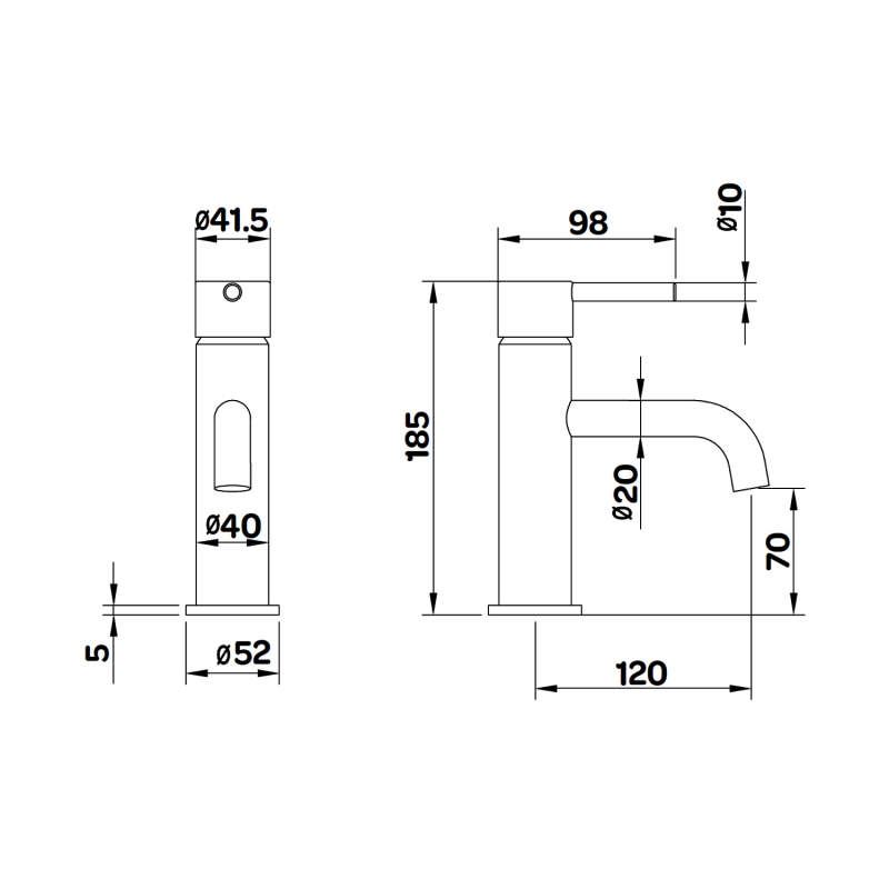 Prestige Nero Round Mono Basin Mixer Tap - Matt Black