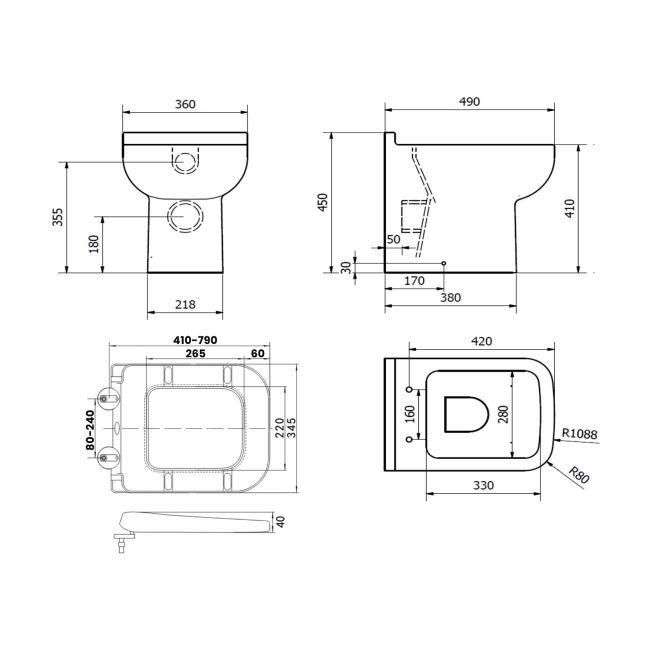Prestige Options 600 Rimless Back to Wall Toilet - Soft Close Seat