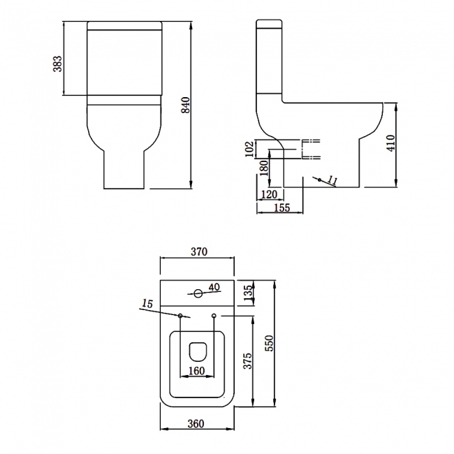 Prestige Options 600 Rimless Close Coupled Short Projection Toilet with Push Button Cistern - Soft Close Seat