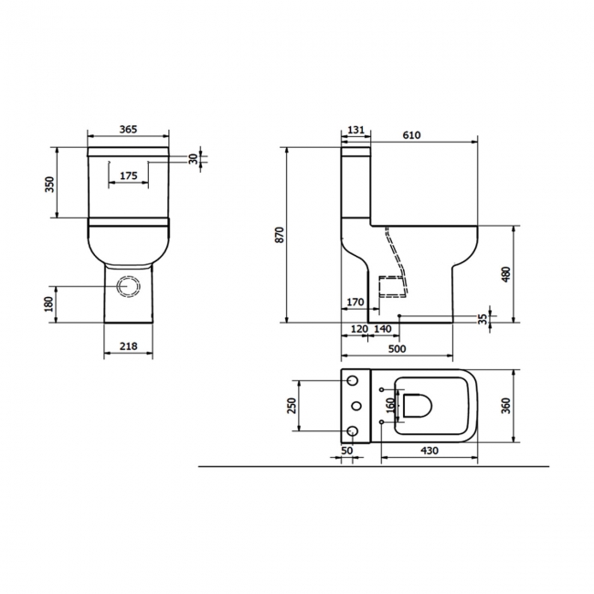 Prestige Options 600 Rimless Comfort Height Close Coupled Toilet Push Button Cistern - Soft Close Seat