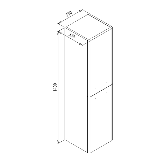 Prestige Options Wall Mounted Tall Storage Unit 350mm Wide Cool Grey  | Dimension Image
