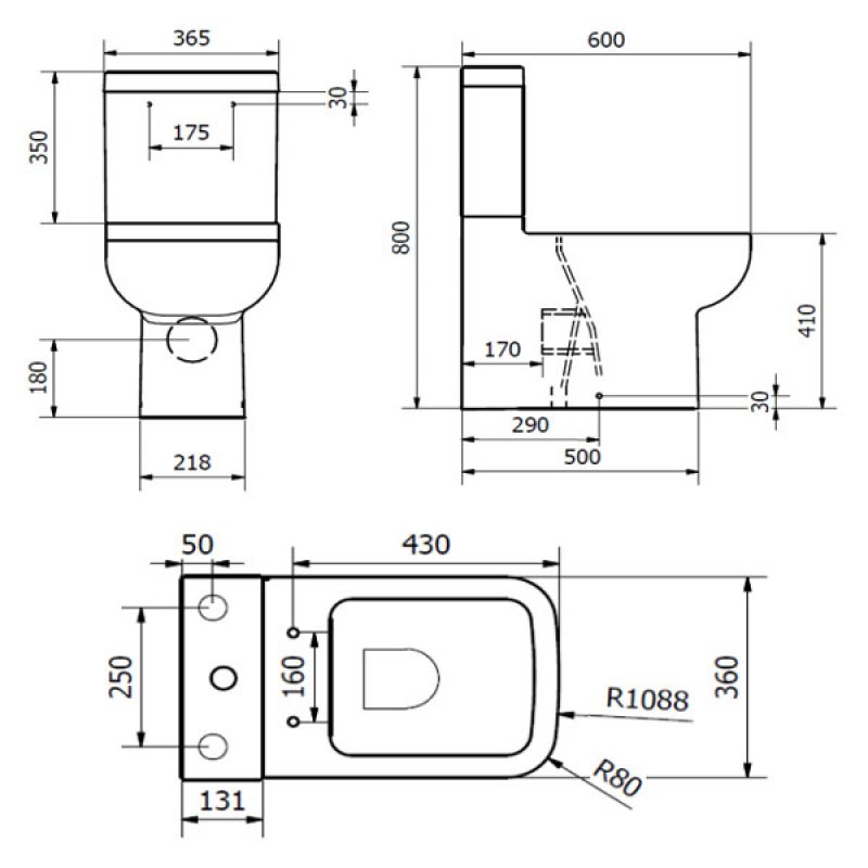 Prestige Options Toilet POT070OP+POT600SE+POT082OP Close Coupled