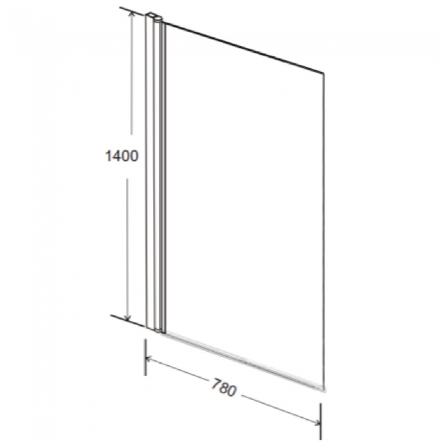 Prestige Ottone Brushed Brass Square Bath Screen 1400mm H x 780mm W - 6mm Glass