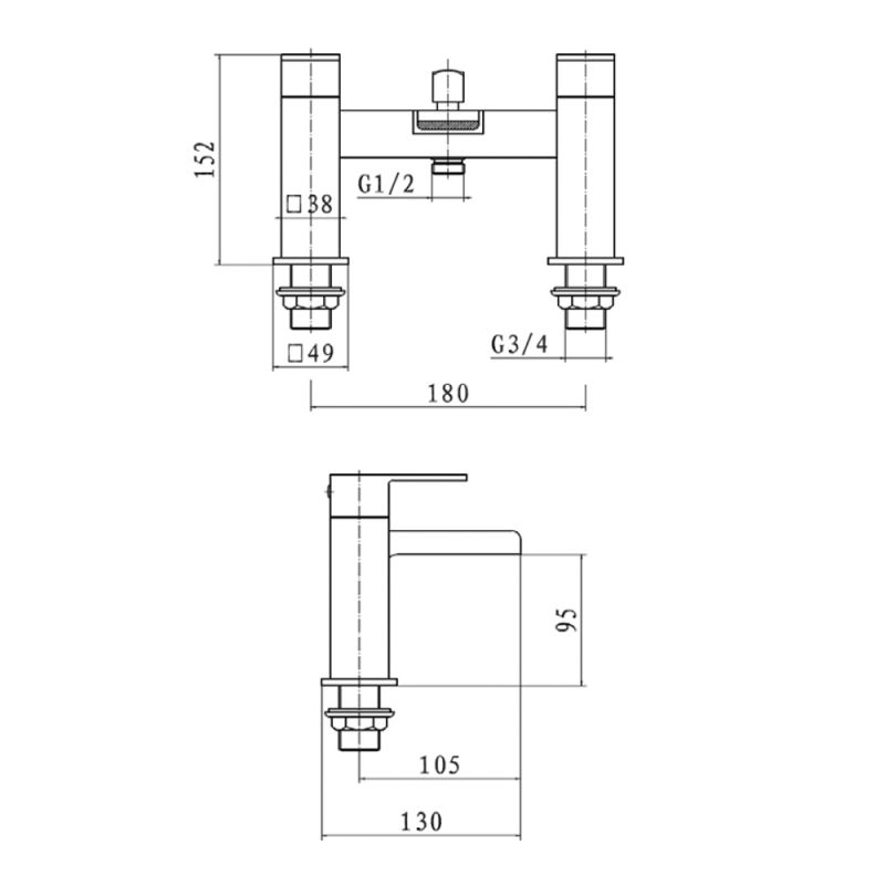Prestige Phase Bath Shower Mixer Tap Chrome