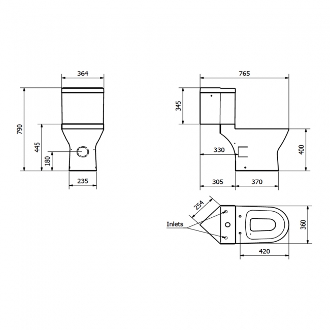 Prestige Project Round Close Coupled Toilet with Push Button Corner Cistern - Soft Close Seat