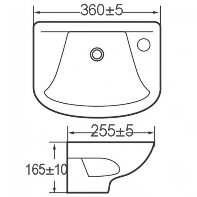 Prestige Proton Wall Hung Cloakroom Basin 355mm Wide - 1 Tap Hole