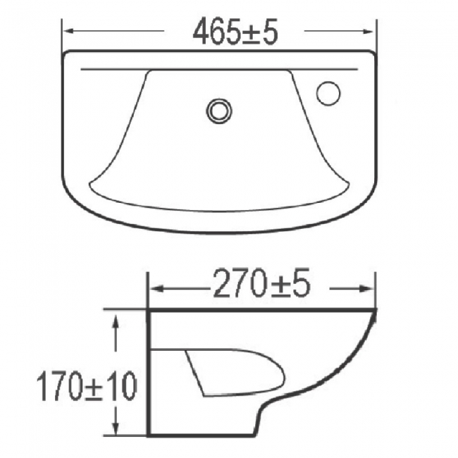Prestige Proton Wall Hung Cloakroom Basin 460mm Wide - 1 Tap Hole