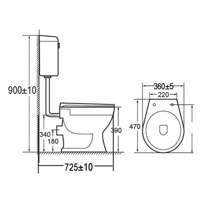 Prestige Proton Low Level Toilet with Bottom Feed Lever Cistern - Soft Close Seat