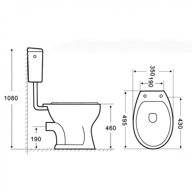 Prestige Proton Low Level Toilet with Side Feed Lever Cistern - Soft Close Seat