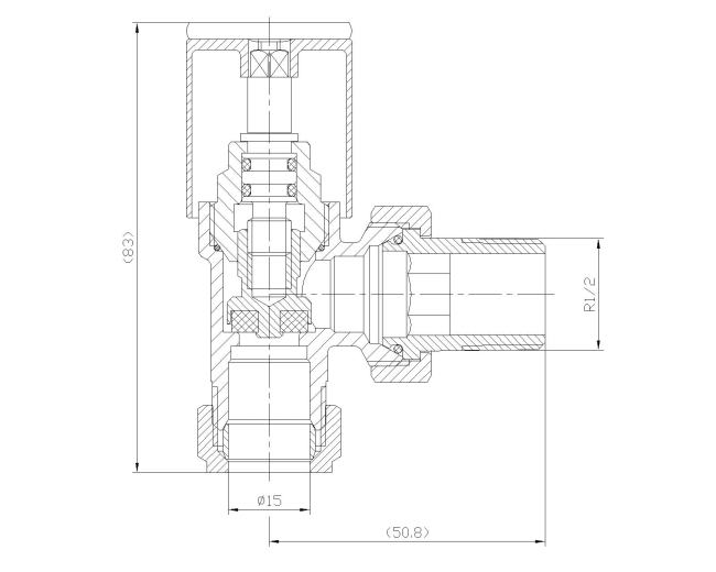 Prestige Modern Angled Radiator Valves 15mm (Pair) - Black  | Dimension Image
