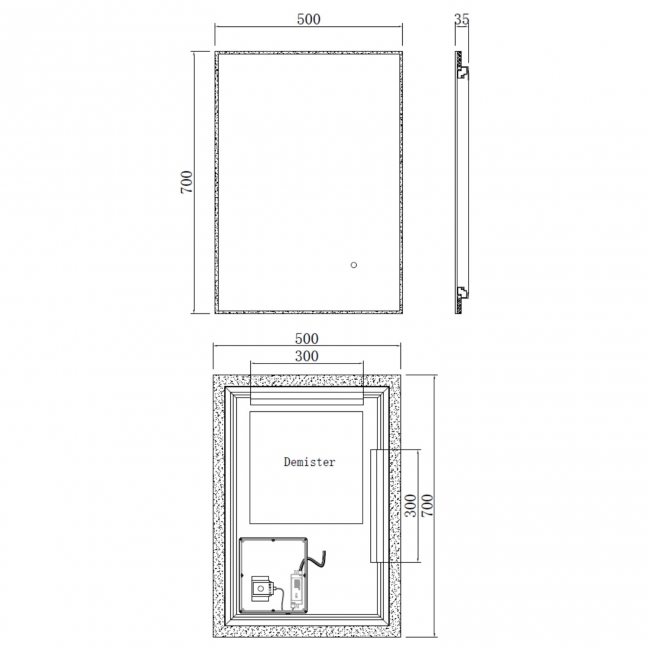 Prestige Seattle Rectangular LED Mirror with Demister Pad and Touch Sensor 700mm H x 500mm W