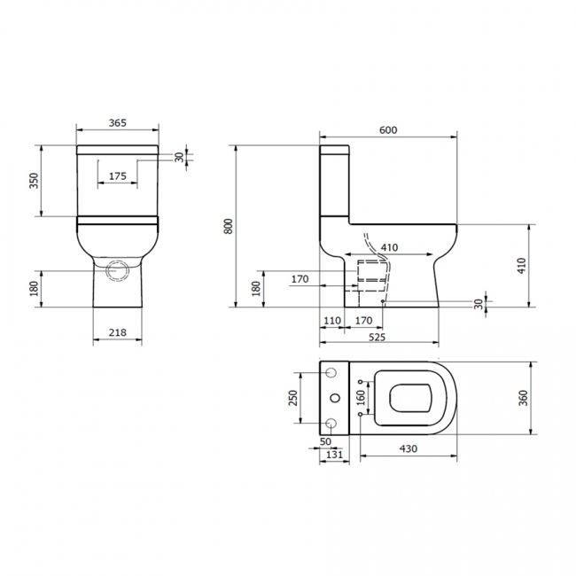 Prestige Studio Close Coupled Toilet Push Button Cistern Soft Close Seat