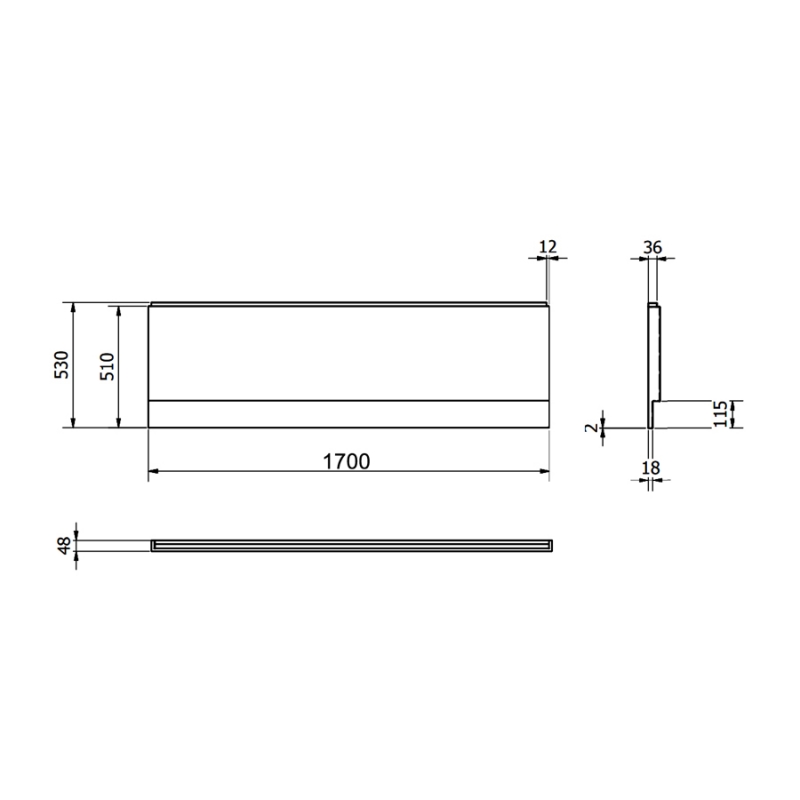 Prestige Supastyle Bath Front Panel 510mm H x 1700mm W - White ( Without Clips ) Cut to size by installer