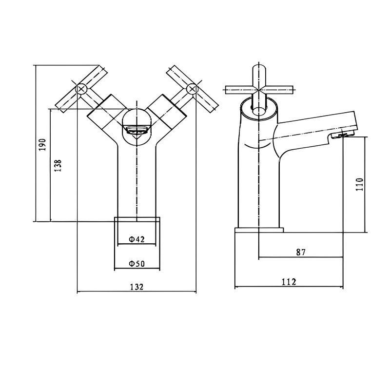 Prestige Times Branch Mono Basin Mixer Tap with Click Waste Dual Handle - Chrome