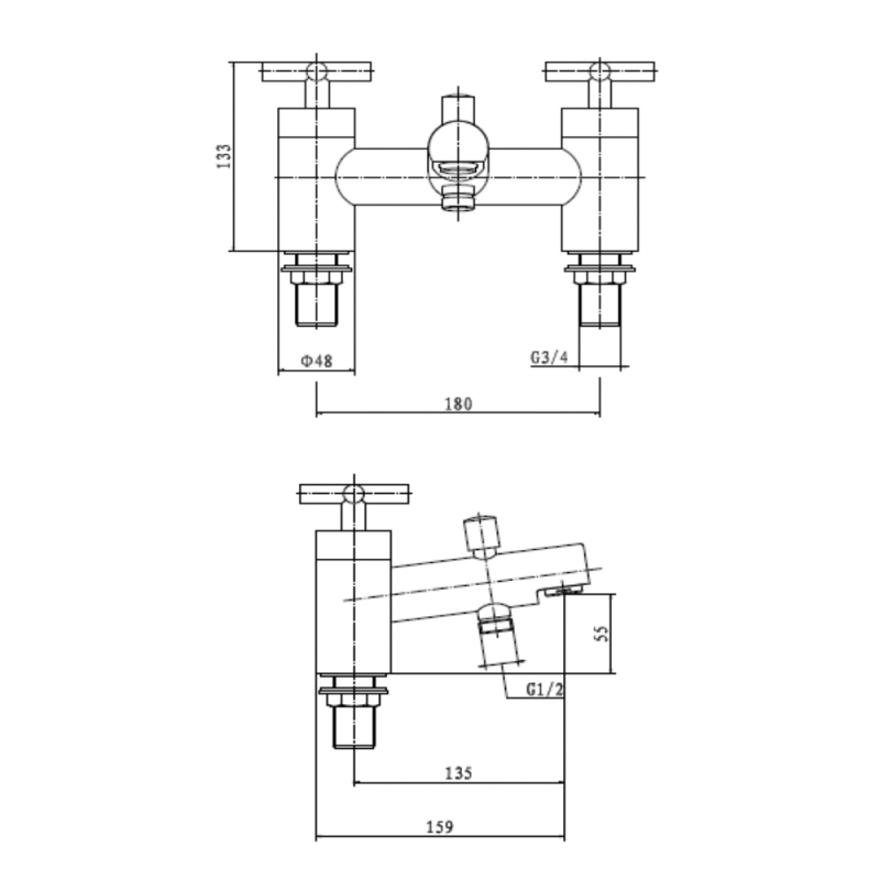 Prestige Times Bath Shower Mixer Tap Pillar Mounted - Chrome