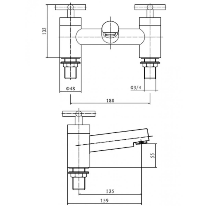 Prestige Times Bath Filler Tap Pillar Mounted - Chrome