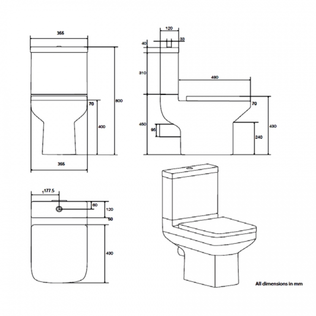 Prestige Trim Close Coupled Toilet with Cistern - Soft Close Seat