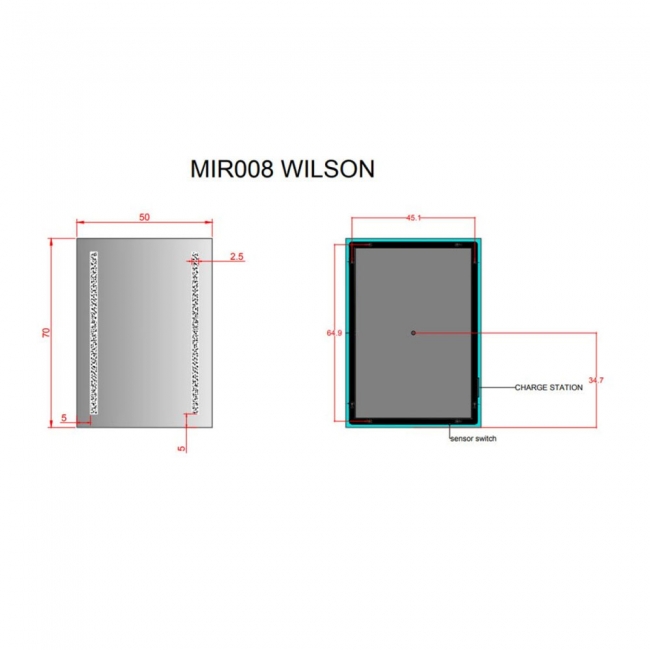 Prestige Wilson LED Bathroom Mirror with Sensor Switch and Demister Pad 700mm H x 500mm W
