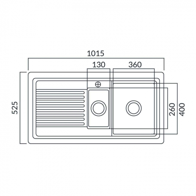 Prima Ceramic 1.5 Bowl 1D Reversible Inset Kitchen Sink 1015mm x 525mm L - White