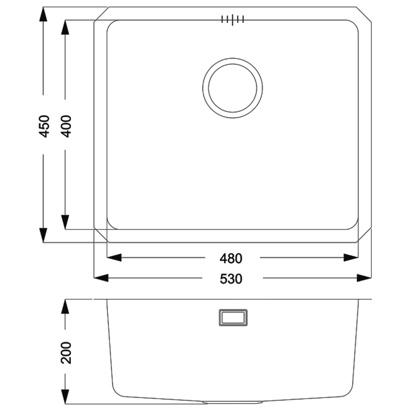 Prima+ R25 1.0 Bowl Undermount Large Kitchen Sink with Waste Kit 530mm L x 450mm W - Stainless Steel