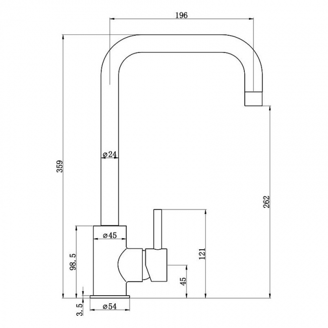 Prima Rhode U-Spout Kitchen Sink Mixer Tap - Chrome