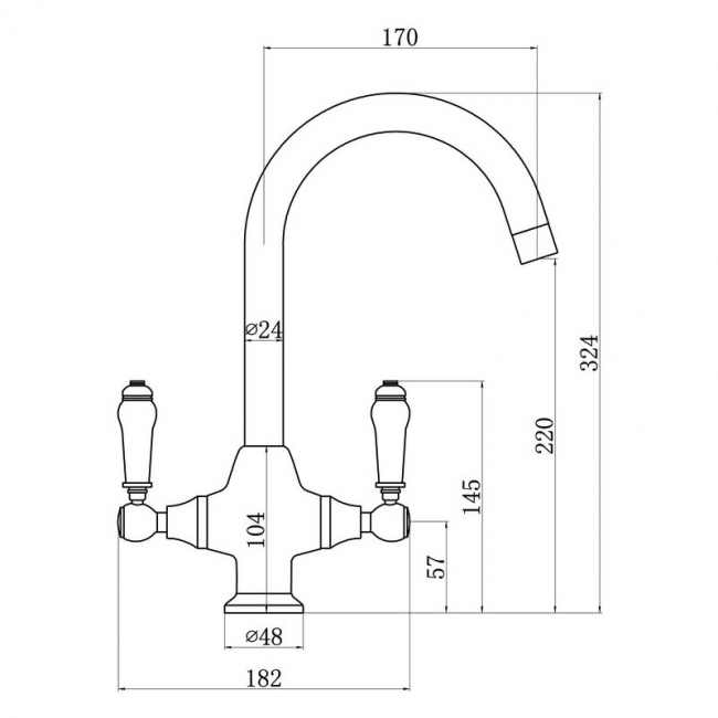 Prima Traditional Belfast Dual Lever Kitchen Sink Mixer Tap - Chrome
