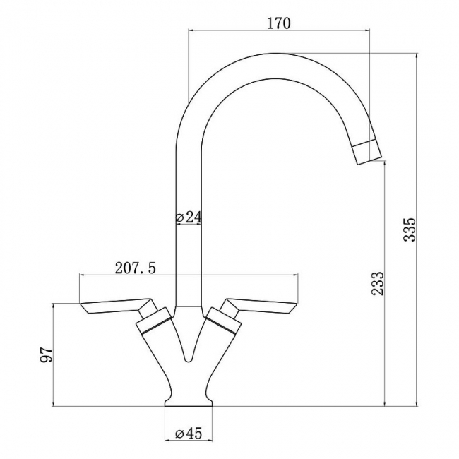 Prima V Shape Dual Lever Kitchen Sink Mixer Tap - Black