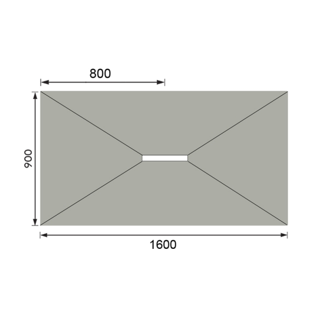 ProWarm ProTray Linear Centre Drain Wet Room Shower Tray Former 1600mm x 900mm  | Dimension Image
