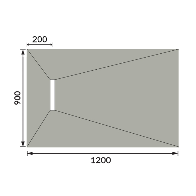 ProWarm ProTray Linear End Drain Wet Room Shower Tray Former 1200mm x 900mm  | Dimension Image