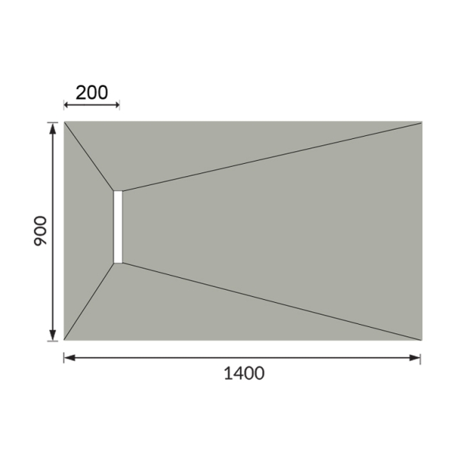 ProWarm ProTray Linear End Drain Wet Room Shower Tray Former 1400mm x 900mm  | Dimension Image