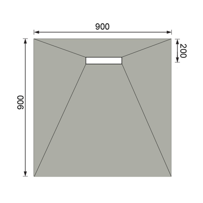 ProWarm ProTray Linear End Drain Wet Room Shower Tray Former 900mm x 900mm  | Dimension Image