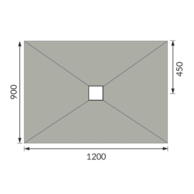 ProWarm ProTray Centre Drain Wet Room Shower Tray Former 1200mm x 900mm  | Dimension Image